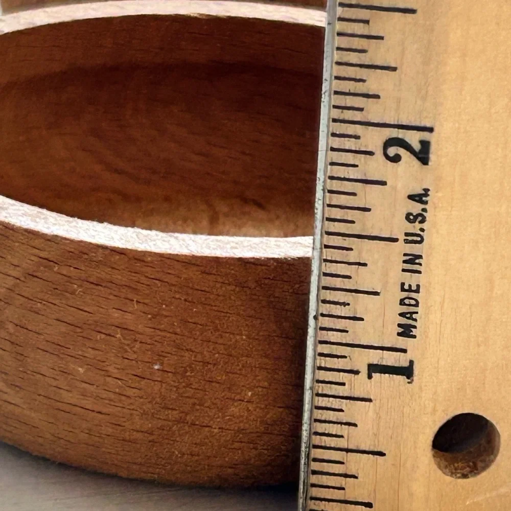 Lot Of 4 Wooden‎ Carved Pinch Salt Bowls MCM Boho Natural